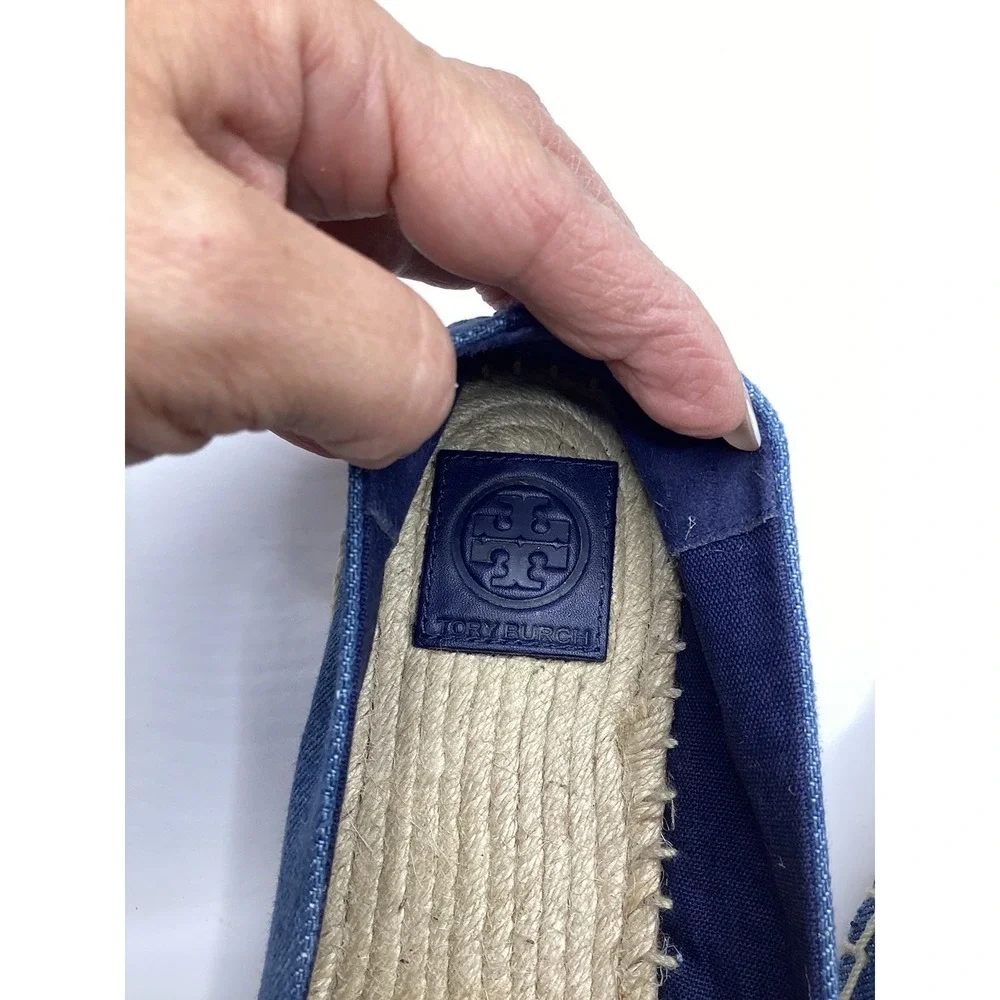 Tory Burch Denim Weston Espadrille Flats SZ 8.5